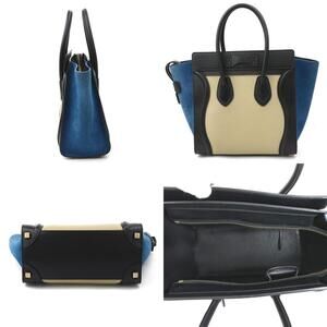 Celine Greige Handbag Gold Shopper Leather Gray Luggage Nubuck Black Blue